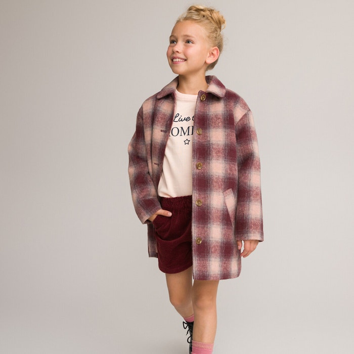 Пальто в клетку для межсезонья 3-14 лет
