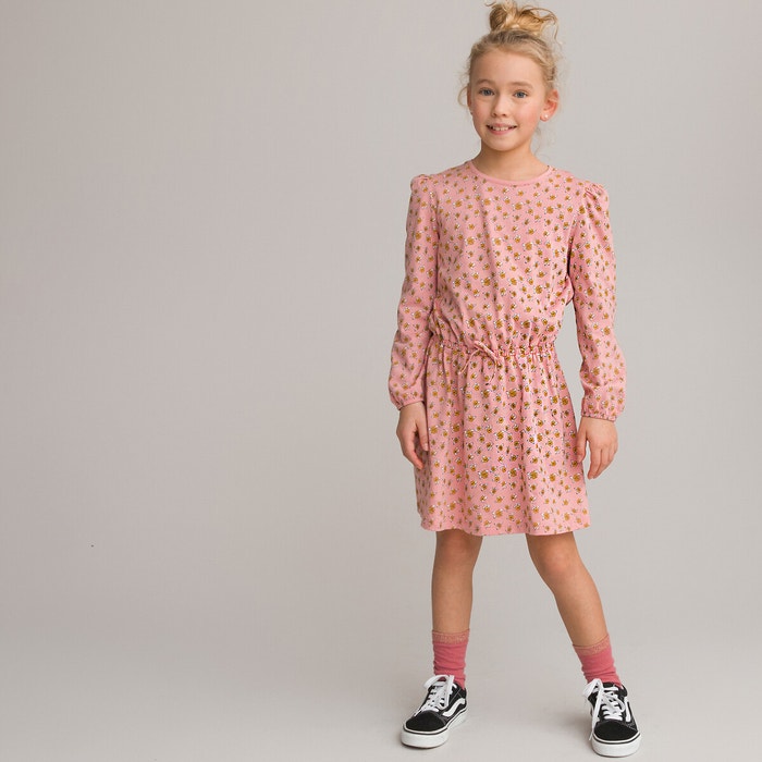 Футболка с длинными рукавами в мелкий рубчикПлатье с длинными рукавами и принтом "цветы"